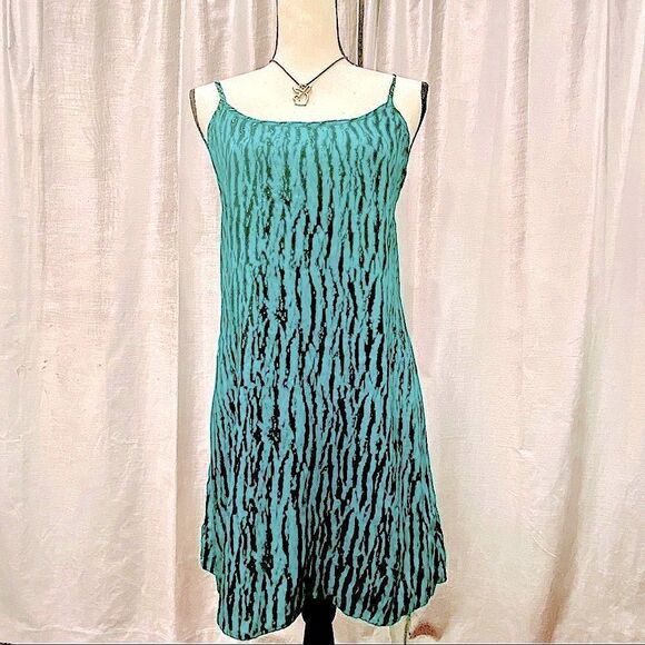⭐️ VINTAGE Mini Black & Teal Dress CUSTOM! - Picture 3 of 9